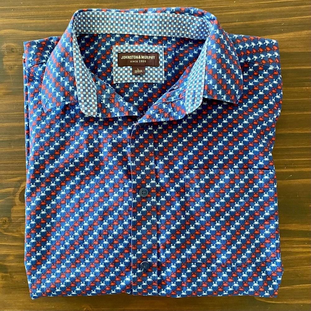 Johnston & Murphy short sleeve crab print button-up